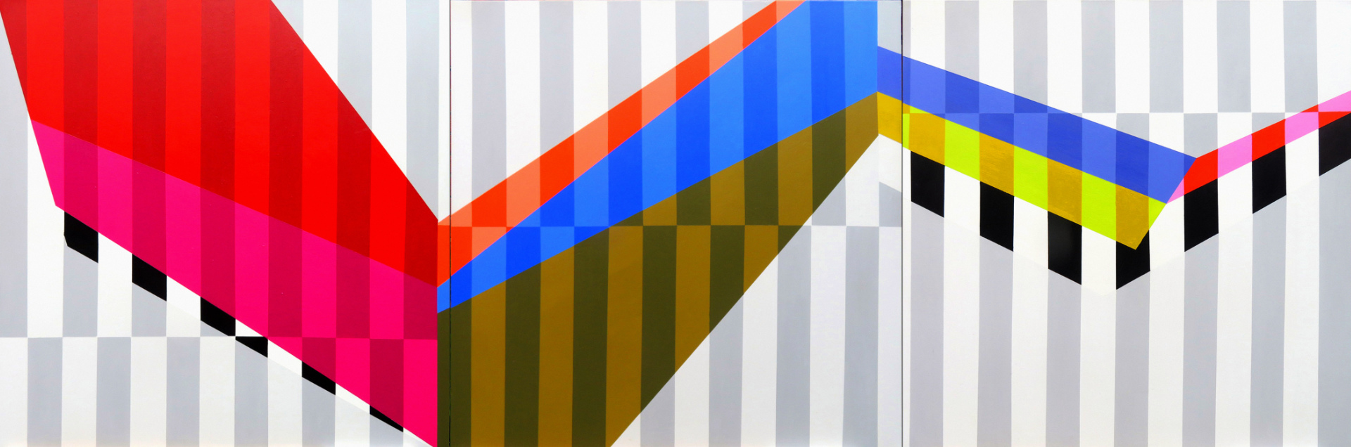 peinture abstraite avec lignes colorées verticales et obliques